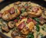 Mushroom and Spinach Chicken with Bacon in Creamy Sauce