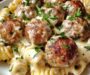 Garlic Butter Meatballs with Creamy Parmesan Pasta