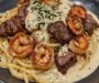 Cajun Shrimp and Steak Alfredo Pasta