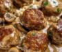 Homemade Meatballs with Creamy Mushroom Sauce