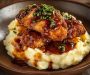 Crispy Chicken with BBQ Sauce and Mashed Potatoes