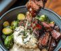 Teriyaki Lamb Bowls with Crispy Brussels Sprouts