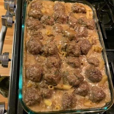 Swedish Meatball Noodle Bake