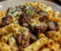 Garlic Butter Steak Tips with Cheesy Rigatoni