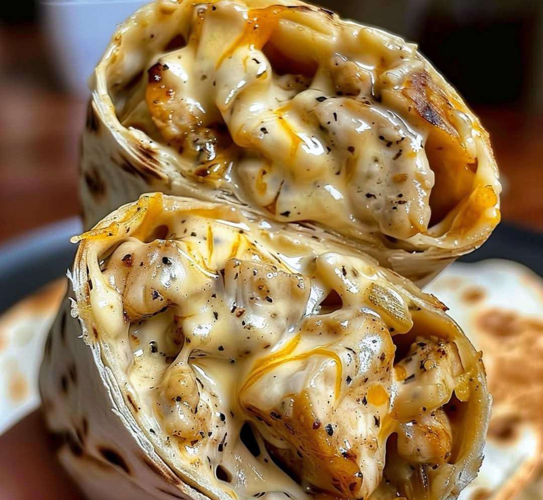 Cheesy Garlic Chicken Wraps Recipe 