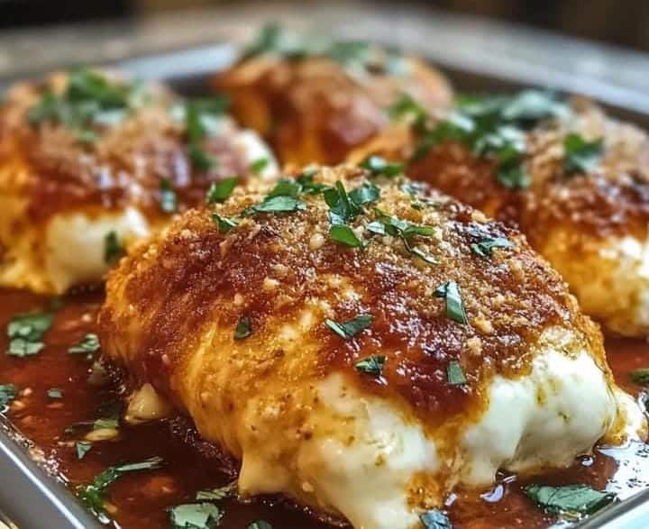 Chicken Parmesan Stuffed with Cream Cheese