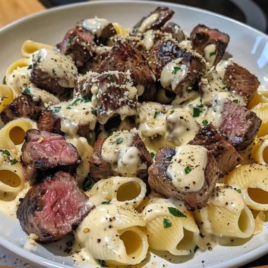 Garlic Butter Steak Bites & Creamy Parmesan Shells