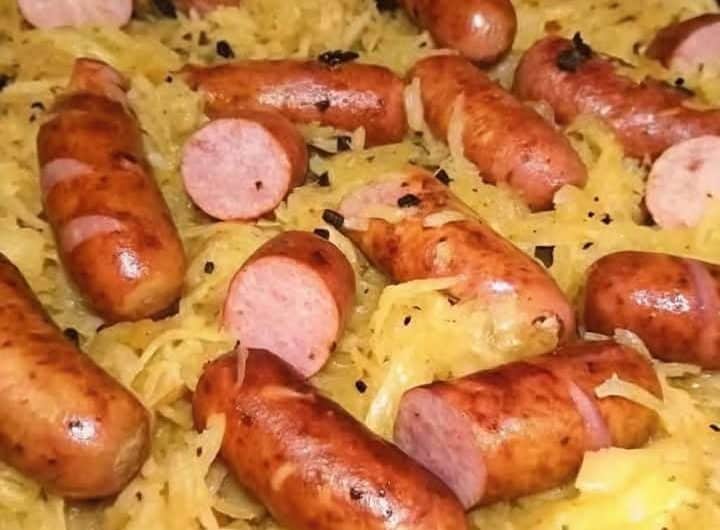 Polish sausage Sauerkraut and potatoes