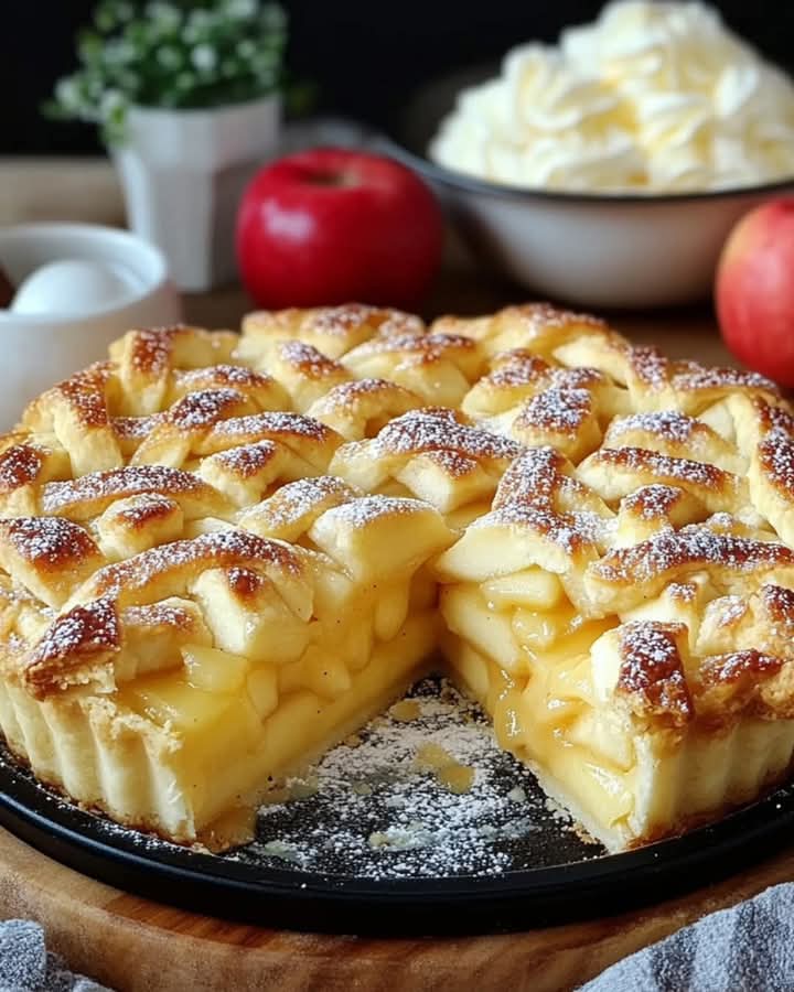 Delicious Apple Pie with Vanilla Sauce