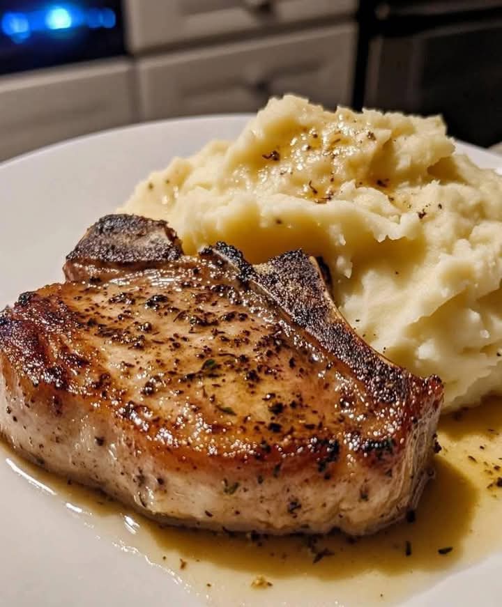 Buttery Garlic Pork Chops with Smooth Mashed Potatoes