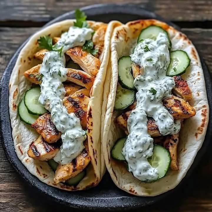 Greek Chicken Gyros with Cucumber Tzatziki