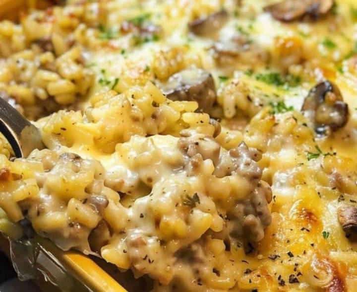 Cheesy Ground Beef and Rice Casserole