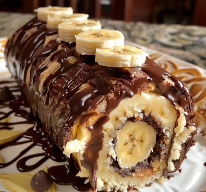 Luscious Banana Chocolate Dream Roll