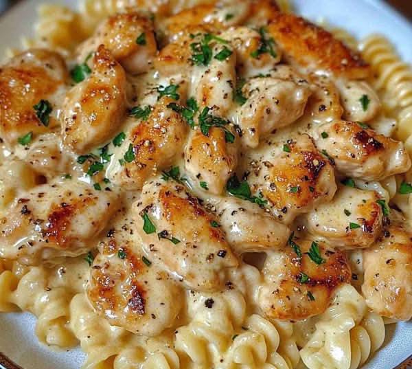 Creamy Garlic Butter Chicken & Rotini