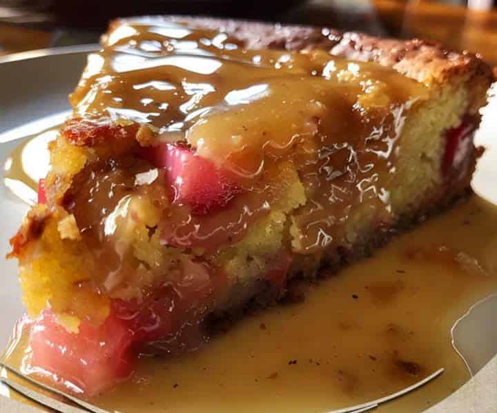Rhubarb Cake with Butter Sauce