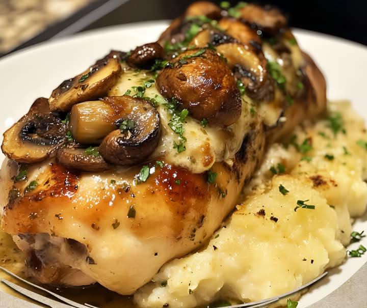 Garlic Butter Mushroom Stuffed Chicken