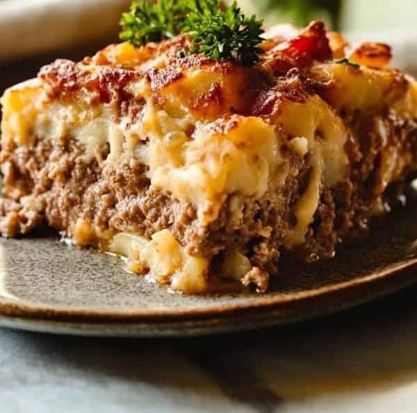 Cowboy Meatloaf and Potato Casserole